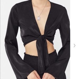 Urban Outfitters Out from Under Satin Tie Front Crop Top